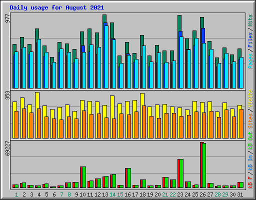 Daily usage for August 2021