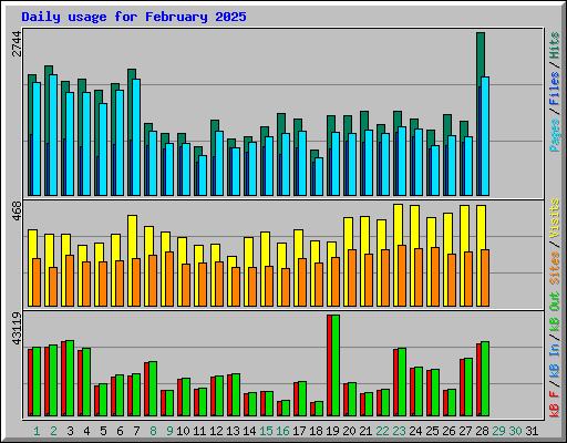 Daily usage for February 2025