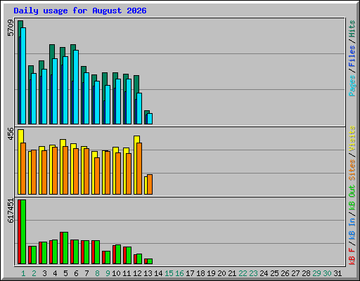 Daily usage for August 2026